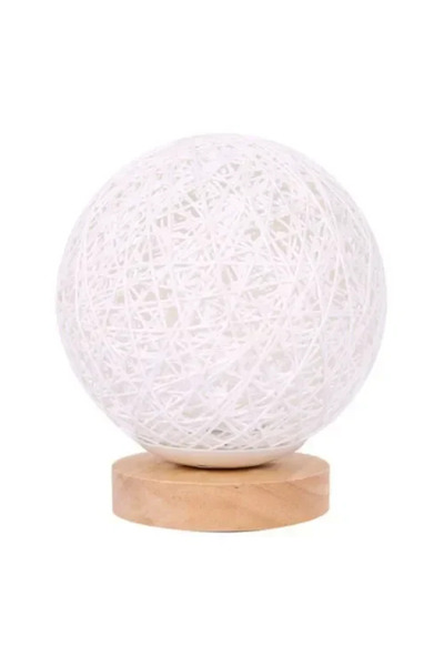 OEM Διακοσμητικό επιτραπέζιο φωτιστικό LED Rattan USB λευκό SDS-23365