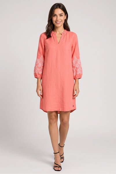 CLAIRE Women Solid Mini Dress, Dark Peach
