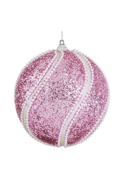 ANTBRO Glob de Crăciun Roz cu Glitter și Paiete 12cm, ANTBRO®