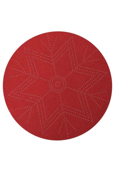 SHOPIENS Suport Farfurie Craciun Rotund Fetru Rosu Fulg Strasuri 38cm Shopiens®