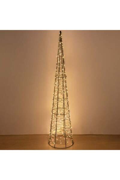 SHOPIENS Con Luminos Decorativ Craciun Brad Cadru Metalic Negru 300 LED Alb C...