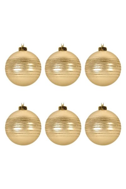 ANTBRO Set 6 Globuri de Crăciun Aurii Mate cu Glitter Ø8cm, ANTBRO®