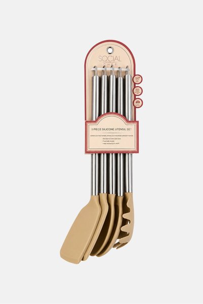 Social Chef 5 Pieces Silicone Utensil Set, Multicolor