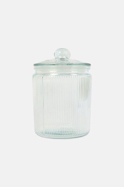 Farberware Fluted Glass Canister With Glass Lid, 180 ML