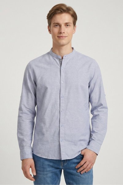 Bruno Men Regular Fit Chambray Long Sleeve Casual Shirt, Blue