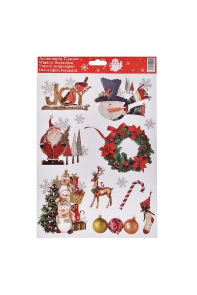 SHOPIENS Autocolante Geam Craciun Figuri Vintage Glitter Colorat 20x30cm Deco...