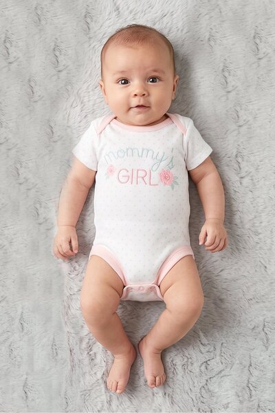 Dream Gro Toddlers Girl 5 Pcs Stripe Bodysuit Set, Multicolor