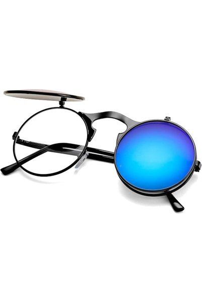 AIEYEZO Round Flip Up Sunglasses for Men and Women Rave Flip Glasses 90's Ret...
