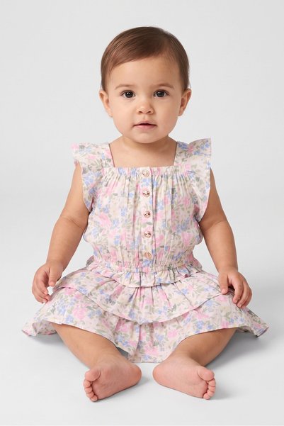 Lemon Kiss Toddlers Girl 2 Pcs Floral Print Top And Skort Set, Multicolor