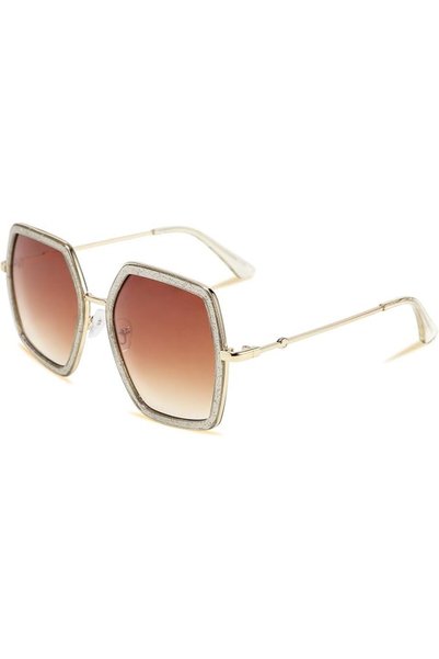 FEISEDY Women Large Hexagon Inspired Sunglasses Fashion Irregular Design Styl...