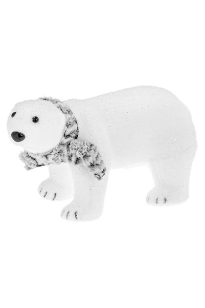 SHOPIENS Figurina Decorativa Craciun Urs Polar Spuma Alba Fular Blana Gri 29c...