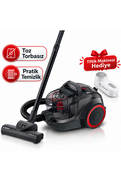 Bosch Serie 4 Toz torbasız Süpürge ProPower Siyah Tiftik Makinesi hediye(Onerous)