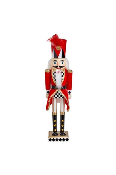 SHOPIENS Soldat Lemn Decorativ Craciun Uniforma Rosie Catifelata Pene Sceptru...