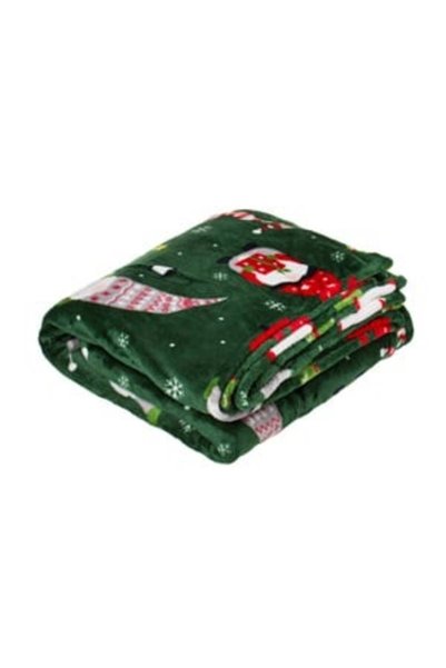 OEM Green Velvet Christmas Decorative Blanket with Gnome Figurines 200x150cm