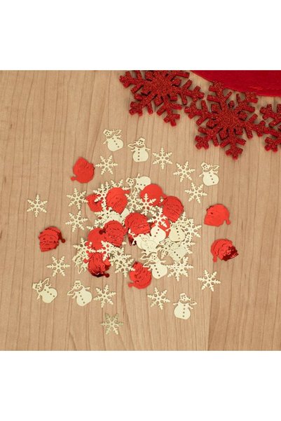 SHOPIENS Confetti Decorativ Masa Craciun Fulgi Rosii Aurii Oameni De Zapada M...