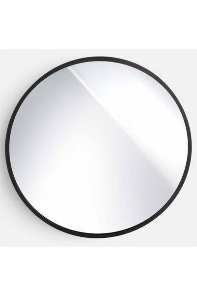 OEM Oglindă Decorativă Rotundă de Perete cu Ramă Metalică Neagră, Ø70 cm, pen...