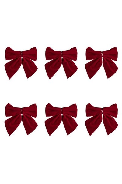 ANTBRO Set 6 Fundițe Decorative de Crăciun Roșii Catifelate 13x14cm, ANTBRO®
