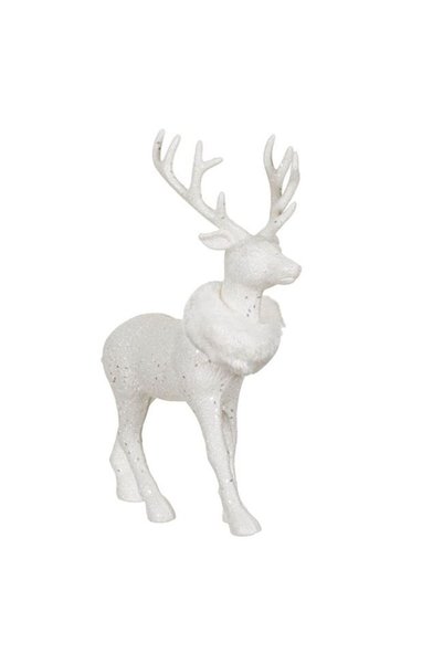 SHOPIENS Figurina Decorativa Craciun Ren Glitter Alb Blana Alba 27cm Decor Ma...