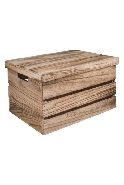 SHOPIENS Lada Decorativa Lemn Natur Capac Manere 42x31x24cm Depozitare Casa G...