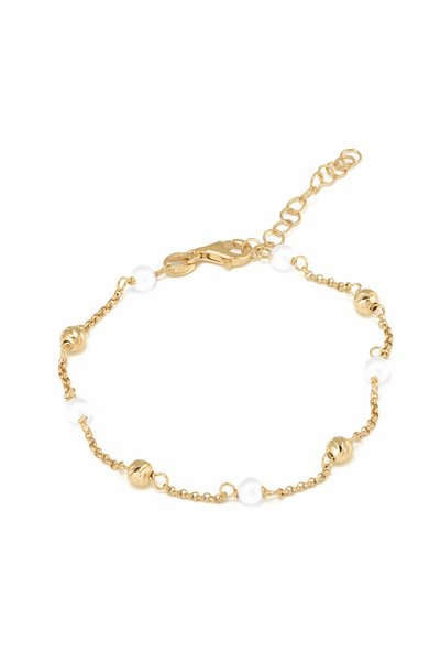 Sonis Silver Brățară din argint 925 placat cu aur de 14K cu perlă de laborato...