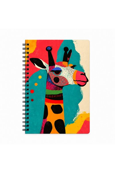 NOLA STORE Giraffe Metal Spiral Oval Corner Notebook Ivory A5 Unlined 100 Sheets