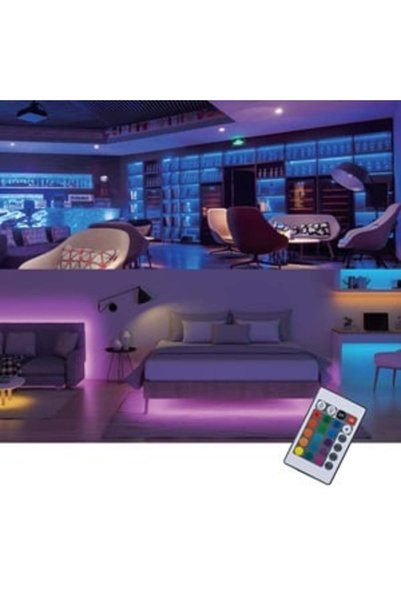 OEM Banda Autocolanta LED cu Lumina Colorata Telecomanda & Baterii 3m