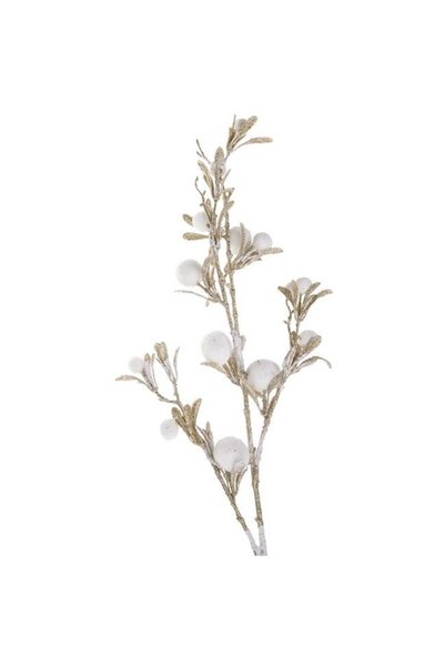 SHOPIENS Ramura Decorativa Craciun Vasc Alb Frunze Ninse Sclipici Sampanie 96...