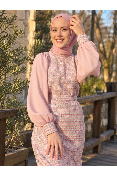 Genel Markalar Kışlık Şanel Ponpink Elbise