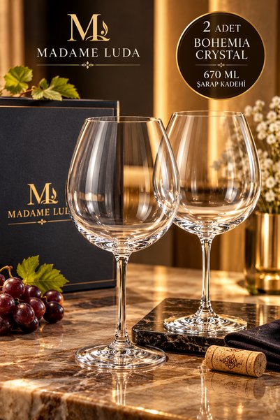 MADAME LUDA 2'li Bohemia Crystal 670 ML Kırmızı Şarap Kadehi Seti – Zarif ve ...