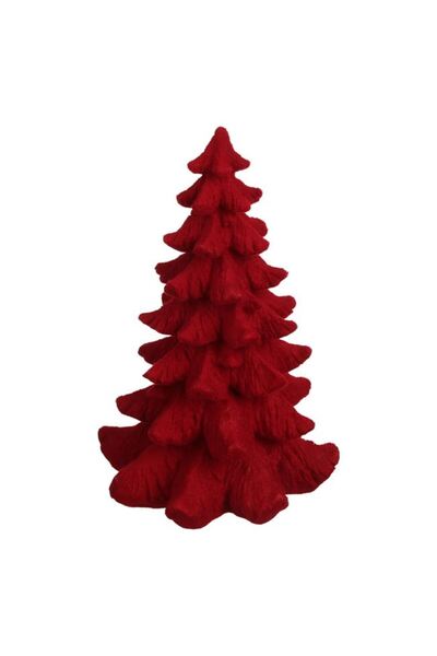 SHOPIENS Decoratiune Craciun 3D Brad Polirasina Rosu Catifelat 21cm Decor Mas...