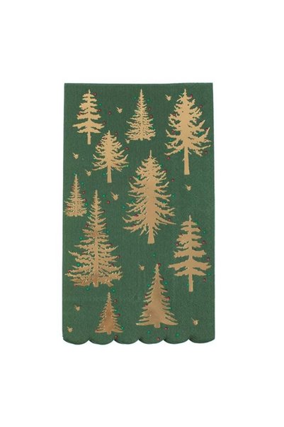 SHOPIENS Servetele Masa 3 Straturi Verzi Brazi Folie Aurie 33x40cm 16 Bucati ...