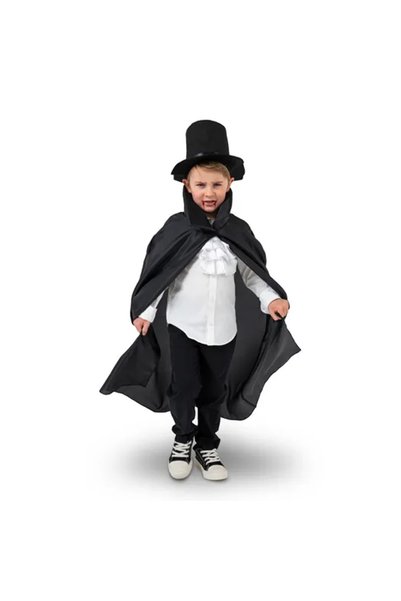 Generic Set costum Draculeț cu pelerină, jabou și pălărie, mărime copil 116-1...