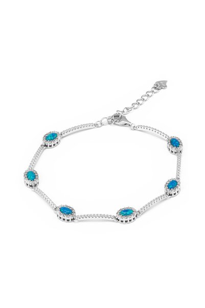 Sonis Silver Brățară din argint 925 rodiat cu opal de laborator și cubic zirc...