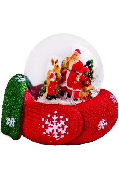 SHOPIENS Glob De Zapada Craciun Mos Craciun Cu Copii Suport Manusa Rosie 9cm ...