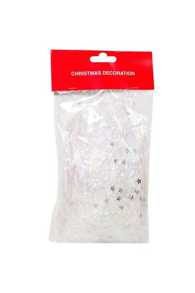 SHOPIENS Beteala Decorativa Craciun Tinsel Alb Irizat Stelute 20g Shopiens®