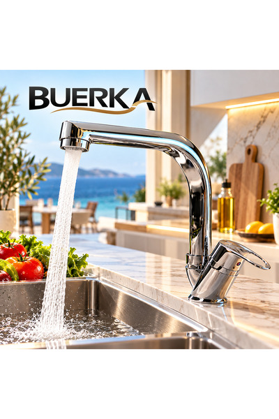 BUERKA Krom Mix Balıksırtı Borulu Mutfak Eviye Bataryası Lüks ve Modern tasar...