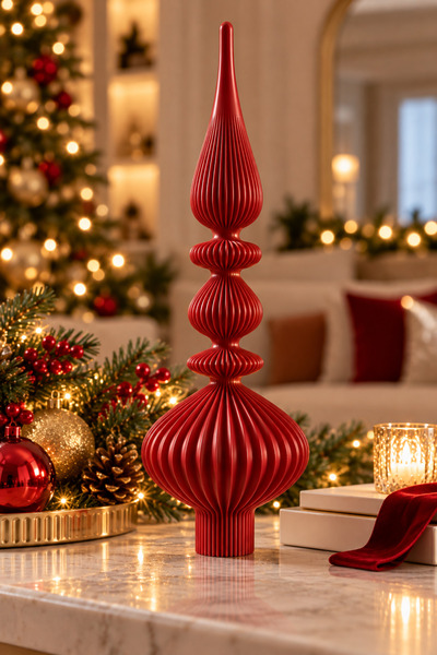 MİR STORE Dekoratif Yılbaşı Ağacı Tepeliği ve Biblo – Modern Ribbed Christmas Dekor