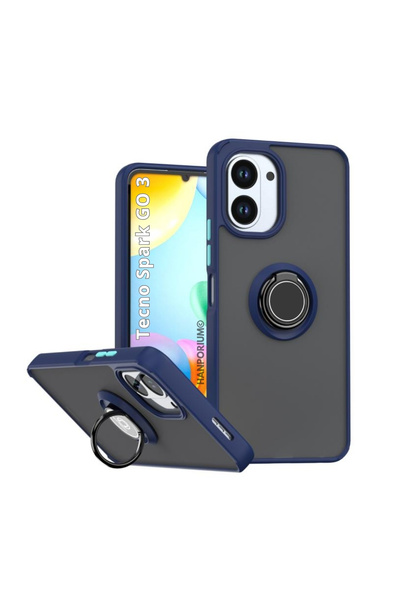 HANPORIUM غطاء سيليكون صلب مع حامل حلقي متوافق مع Tecno Spark Go 3 - حماية إض...