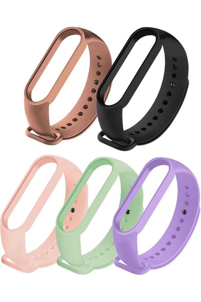 GENERAL EVETEE Straps Bracelet for Xiaomi Mi Band 6/5, Black Silicone Replace...