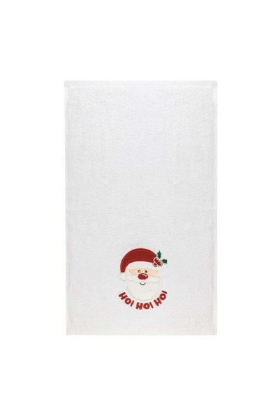 SHOPIENS Prosop Maini Bumbac Alb Mos Craciun Brodat HO HO HO 50x30cm 400gsm S...