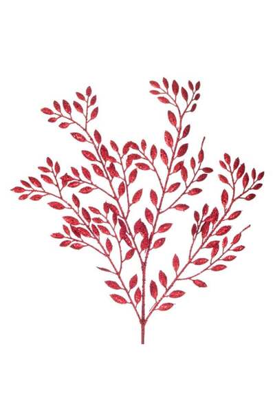 SHOPIENS Ramura Decorativa Craciun Frunze Rosii Glitter 55cm Shopiens®