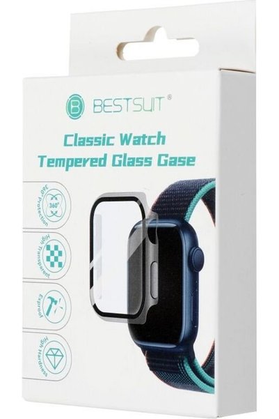 BestSuit Θήκη με υβριδικό γυαλί για Apple Watch σειράς 7/8/9 - 45mm - γραφίτης