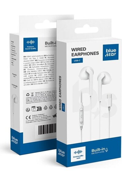 Bluestar Blue Star Ενσύρματα Ακουστικά Τύπου C (DAC) Με Μικρόφωνο PA-M15C-R 1...