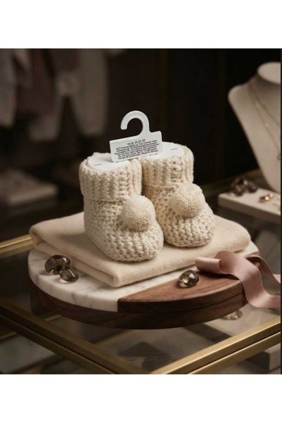 Baby by Bumbo Pompom Knitted Knitwear Baby Booties