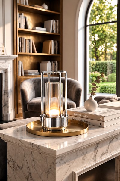 zerelen Silver Metallic Design Wireless Led Table Lamp 3000 Mah Touch Light A...