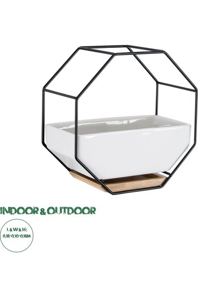 GloboStar® GloboStar Τεχνητός Κήπος Bianco Διακοσμητική Κεραμική Γλάστρα - Λε...