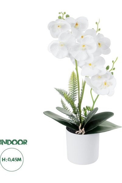 GloboStar® GloboStar Τεχνητό Διακοσμητικό Φυτό Λευκή Ορχιδέα Κήπου H45εκ - (2...