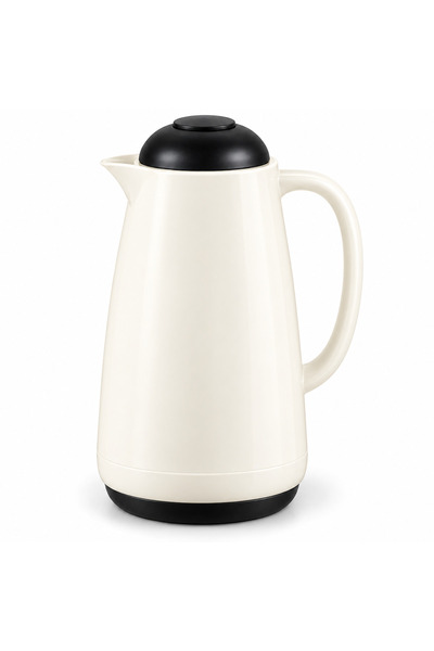 Mister Brand Nova Vaccum Flask Tea And Coffee 1.3L Beige And Black Lid And Bo...