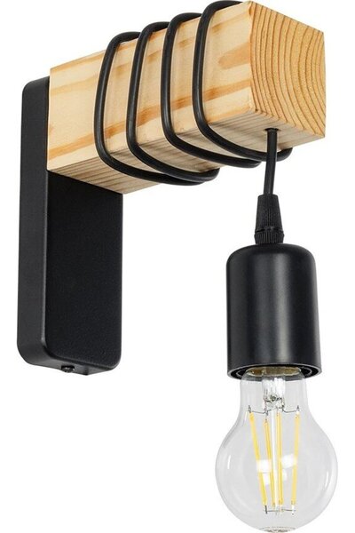 GloboStar® GloboStar Xylo Μοντέρνα Απλίκα Τοίχου Μονόφωτη 1 x E27 IP20 Μαύρο ...