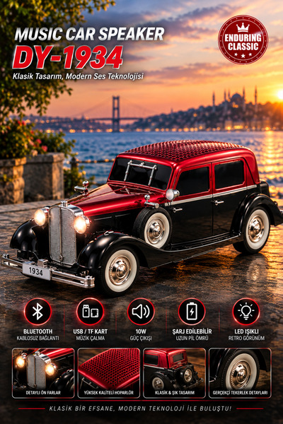 sadan Dy-1934 Retro Klasik Araba Usb-Tf-Fm Radyo Bluetooth Hoparlör